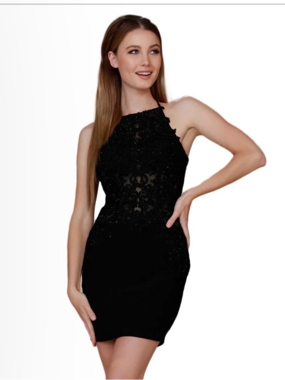 Black Lace Elegant Women's Cocktail Dress
